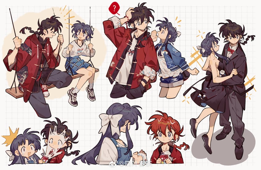 ranma-chan, tendou akane, and saotome ranma (ranma 1/2) drawn by siyer