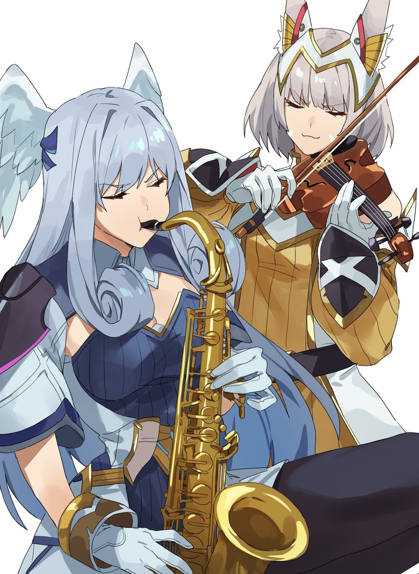 nia and melia antiqua (xenoblade chronicles and 1 more) drawn by kamu_(kamuuei)