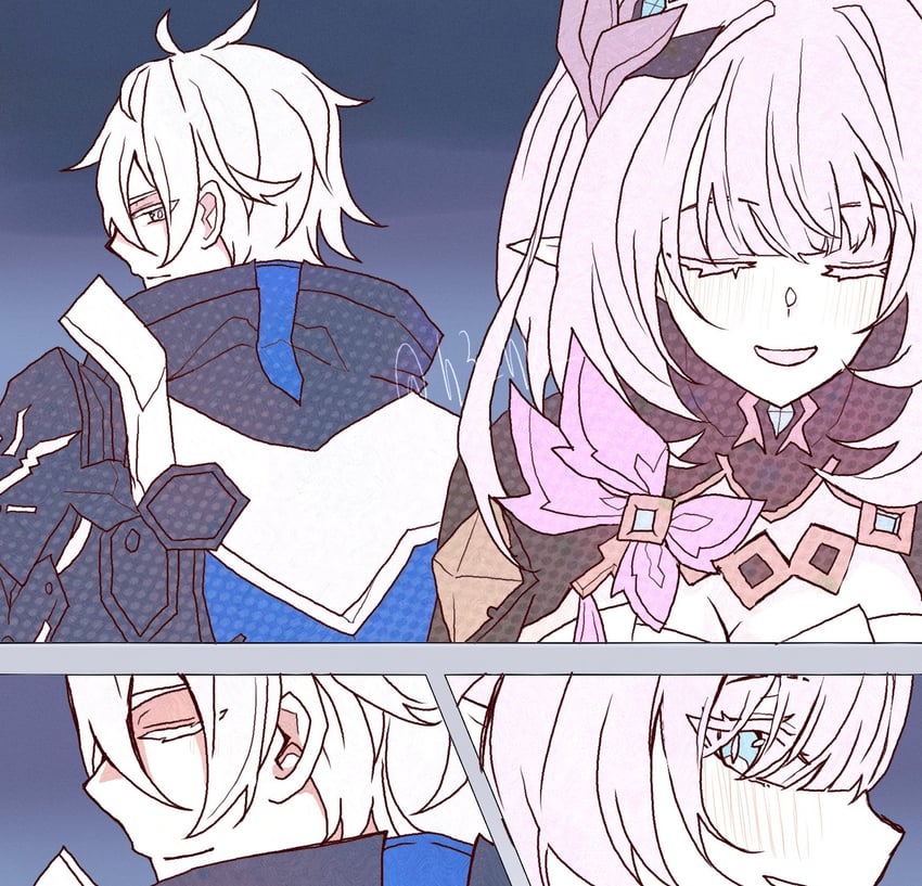 elysia and kevin kaslana (honkai and 1 more) drawn by h3_hk
