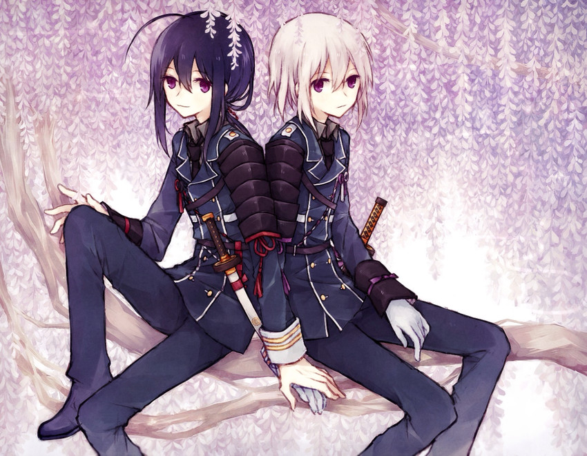 namazuo toushirou and honebami toushirou (touken ranbu) drawn by shiro_kunugi