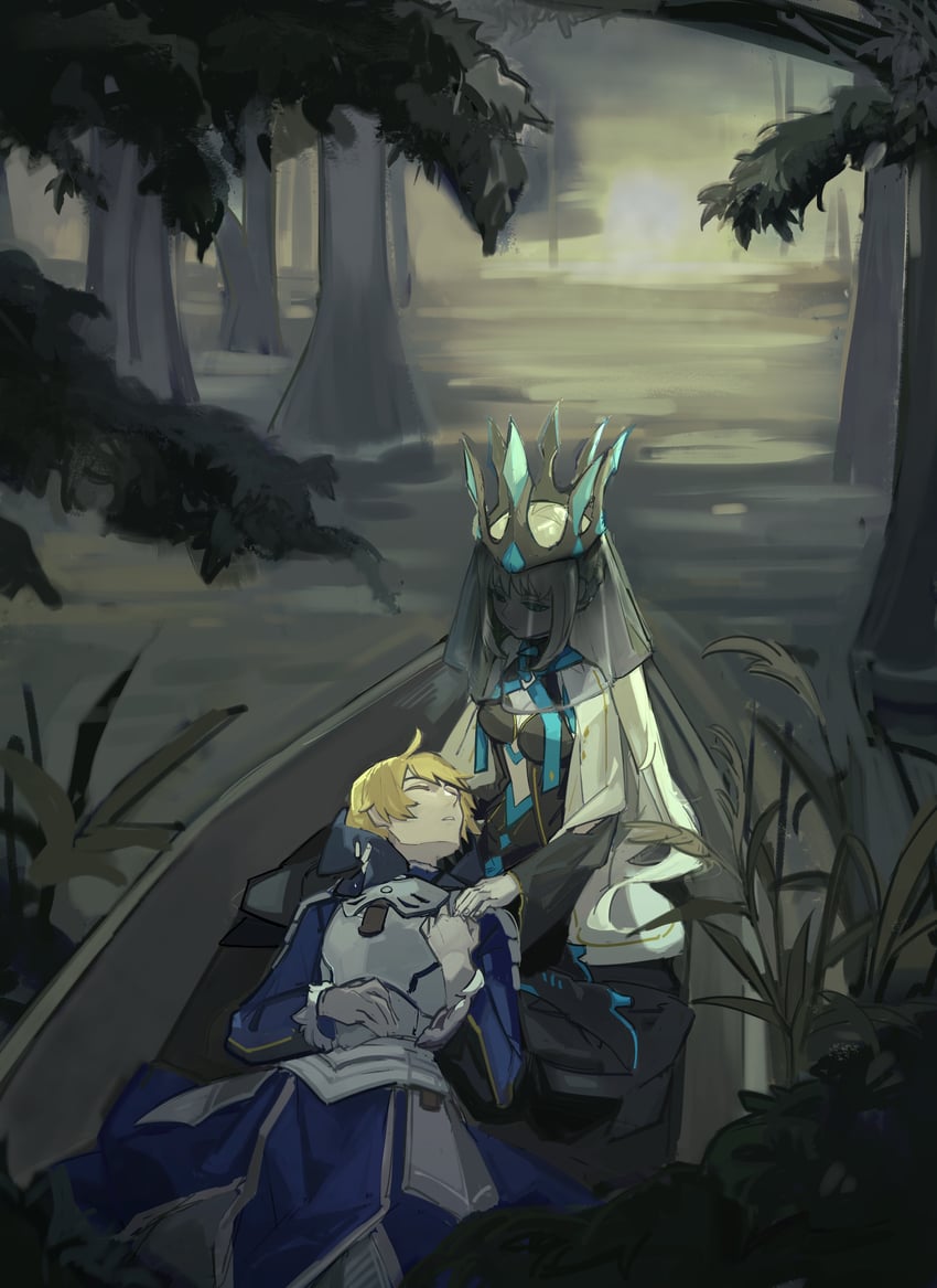 morgan le fay and arthur pendragon (fate and 1 more) drawn by xinjinjumin8440005