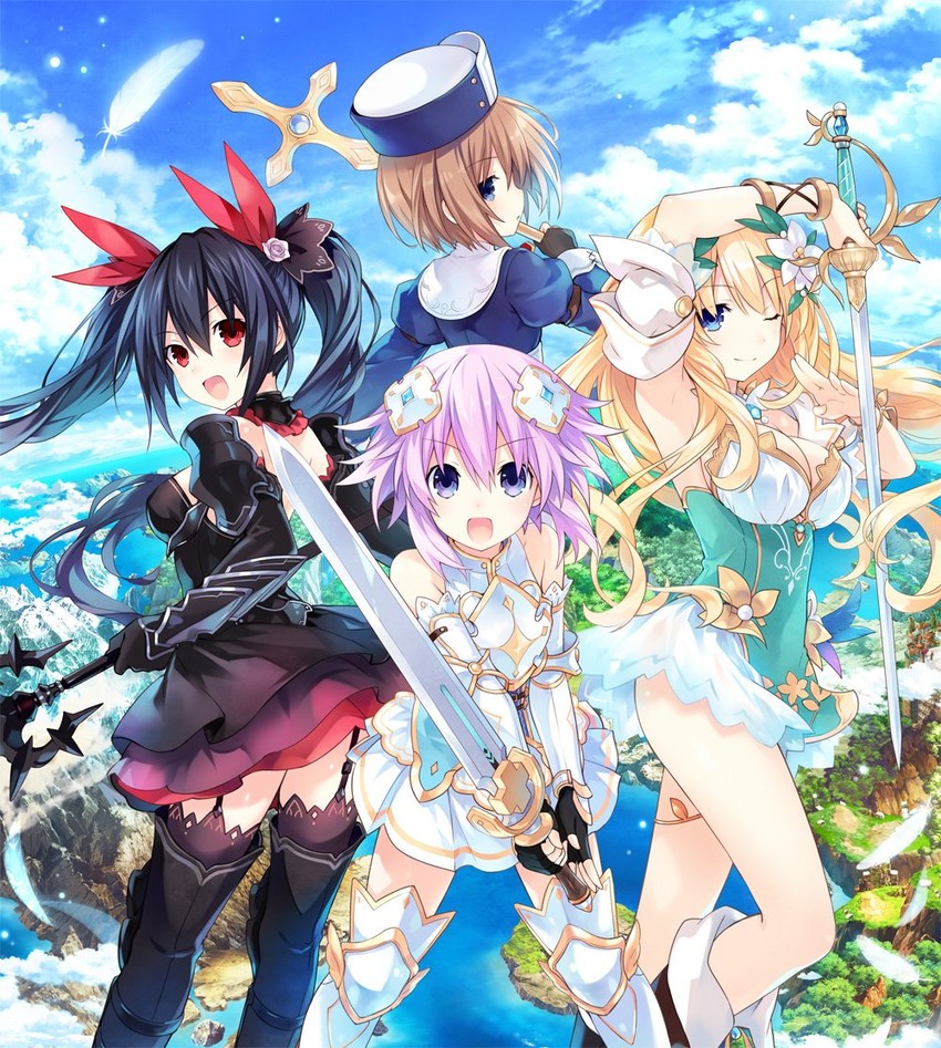 neptune, noire, blanc, and vert (neptune and 1 more) drawn by tsunako