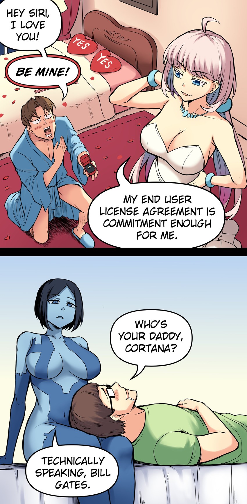 cortana and siri (original and 1 more) drawn by merryweather and peach88