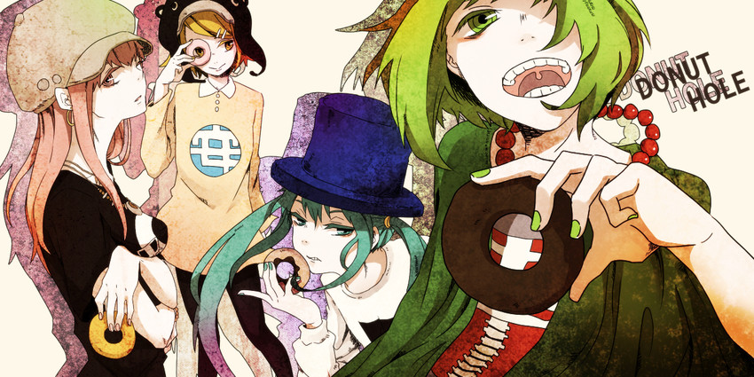 hatsune miku, kagamine rin, megurine luka, and gumi (vocaloid and 1 more) drawn by nalwori