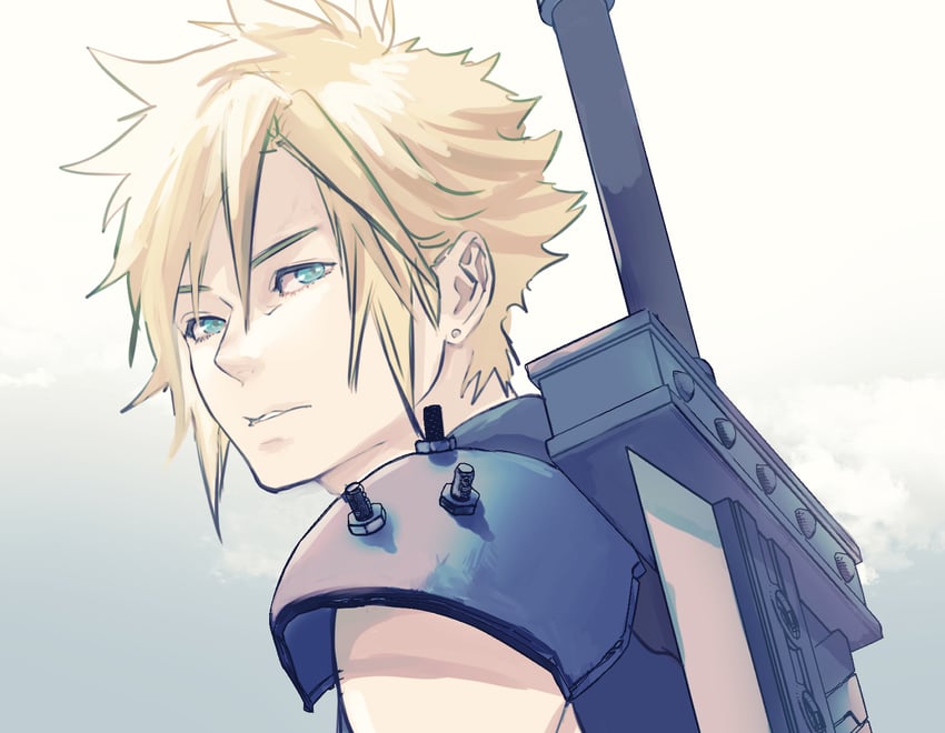 cloud strife (final fantasy and 3 more) drawn by demi_co