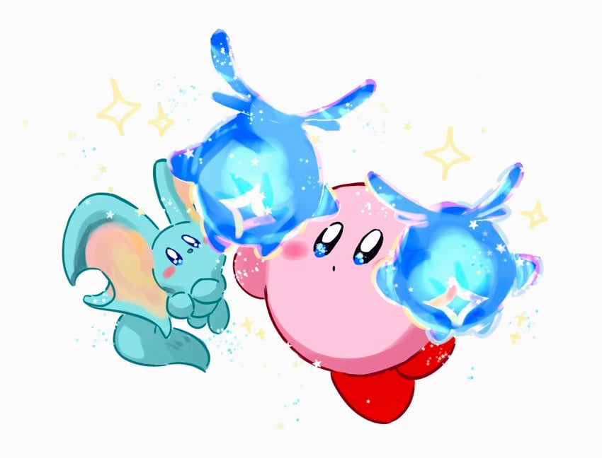 kirby, elfilin, and starry (kirby and 2 more) drawn by cns