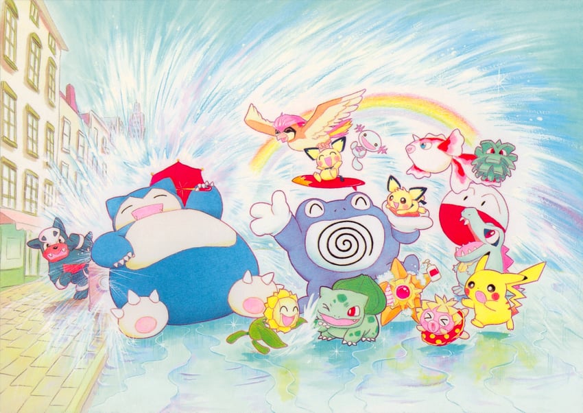 pikachu, bulbasaur, pichu, snorlax, totodile, and 11 more (pokemon) drawn by fukuyama_keiko