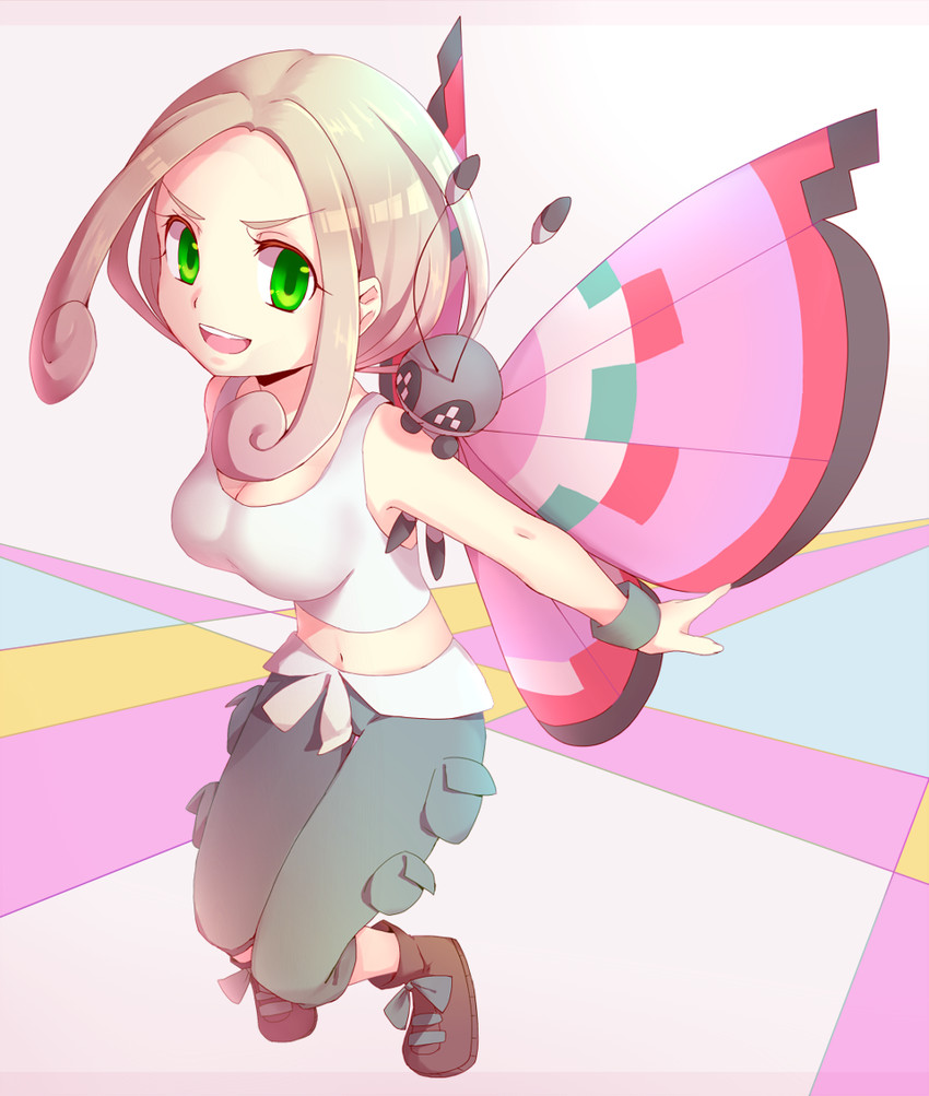 viola and vivillon (pokemon and 1 more) drawn by aoi_rena