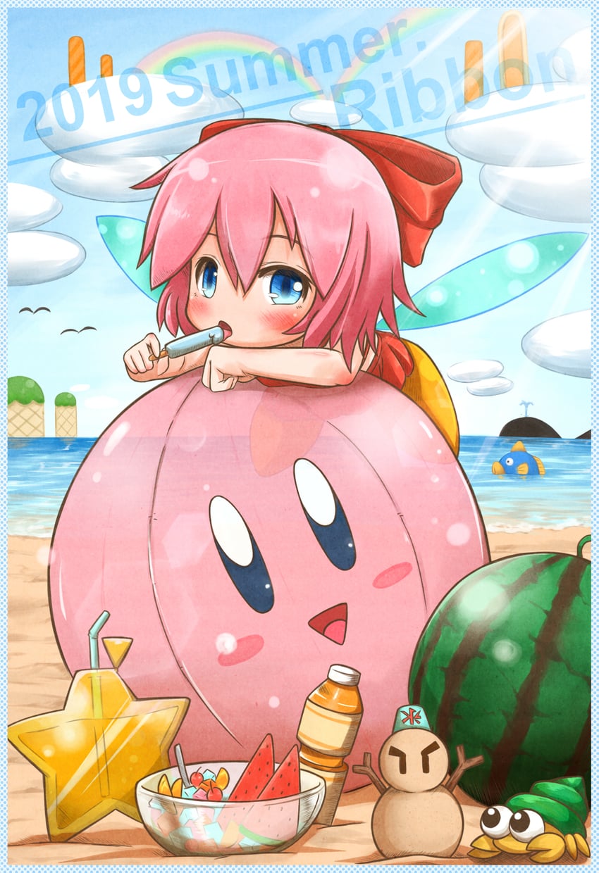 kirby, ribbon, kine, chilly, and coner (kirby and 1 more) drawn by takaramono