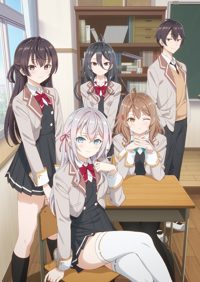 alisa mikhailovna kujou, suou yuki, kuze masachika, mariya mikhailovna kujou, and kimishima ayano (tokidoki bosotto roshia-go de dereru tonari no alya-san) drawn by murota_yuuhei