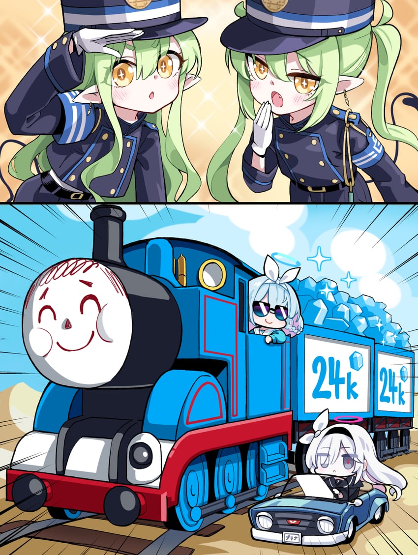 sensei, doodle sensei, arona, plana, hikari, and 2 more (blue archive and 1 more) drawn by hm_(hmongt)
