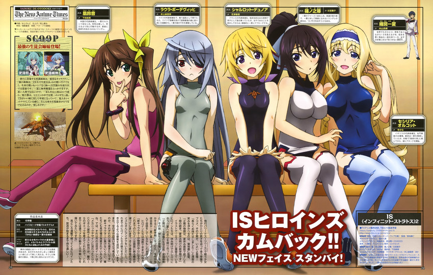 charlotte dunois, cecilia alcott, laura bodewig, shinonono houki, huang lingyin, and 2 more (infinite stratos) drawn by mizukami_rondo