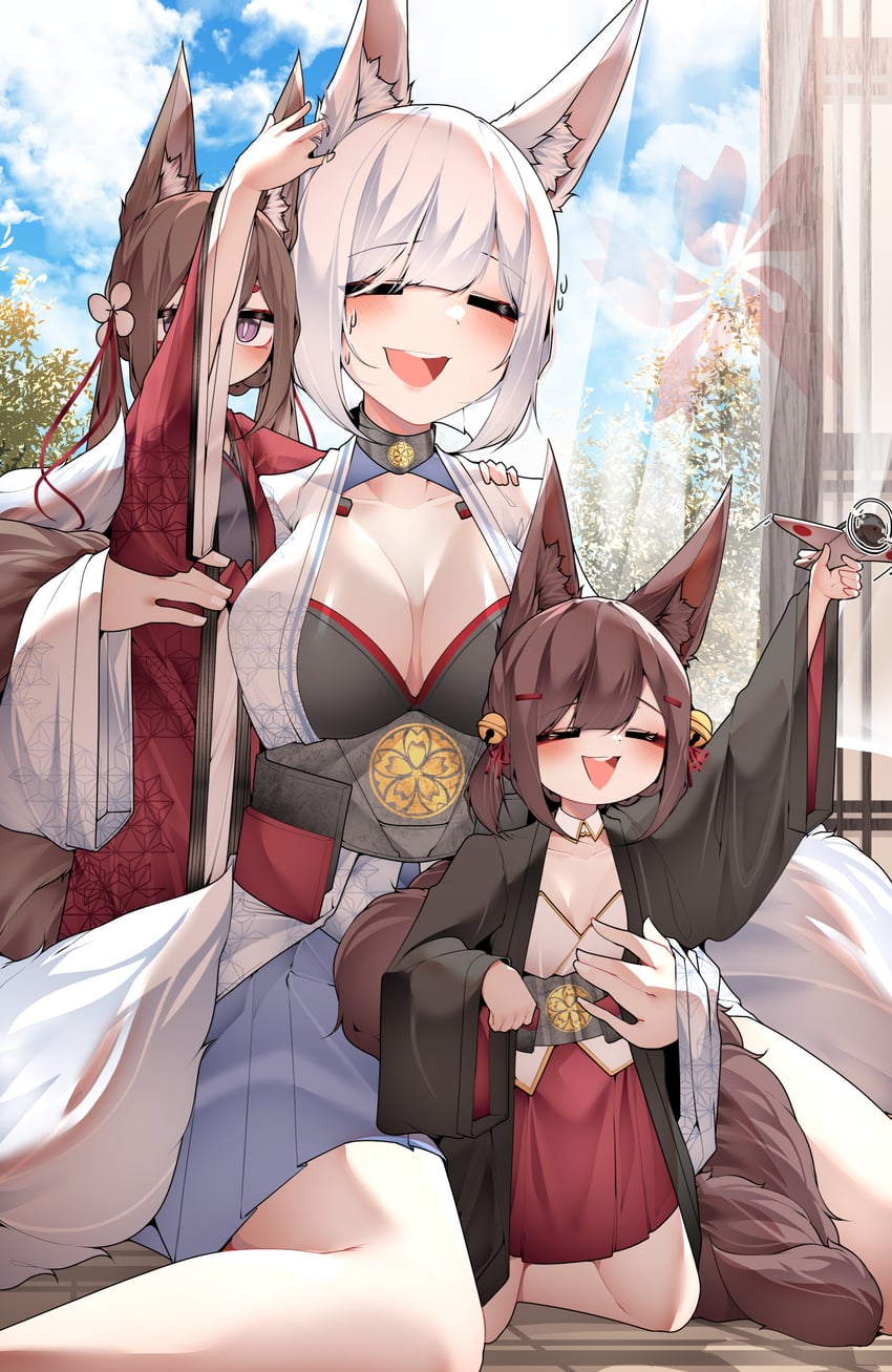 kaga, amagi-chan, and akagi-chan (azur lane) drawn by samip