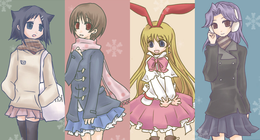 miyanaga saki, amae koromo, kajiki yumi, and ikeda kana (saki)
