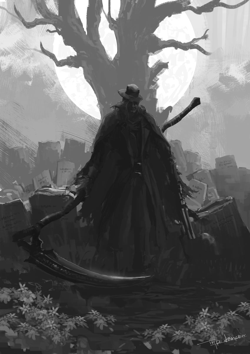 gehrman the first hunter (bloodborne and 1 more) drawn by tripdancer