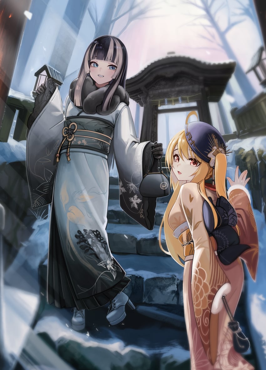 juufuutei raden and otonose kanade (hololive and 1 more) drawn by anizi