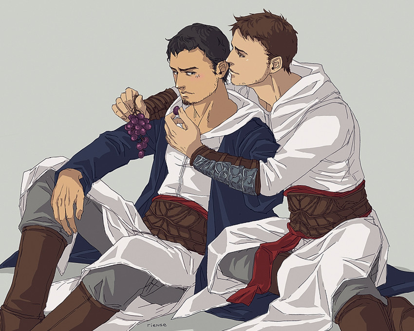 altair ibn la-ahad and malik al-sayf (assassin's creed) drawn by riense