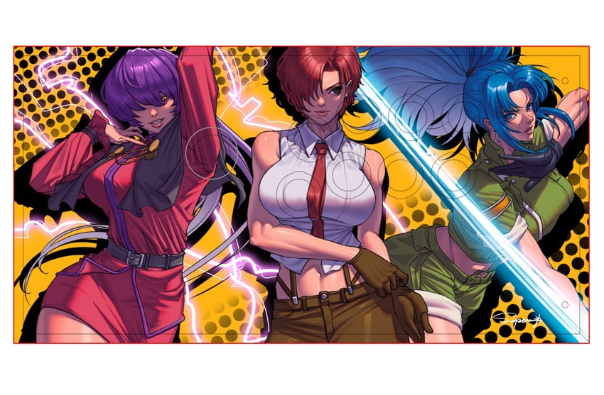 leona heidern, vanessa, and orochi shermie (the king of fighters) drawn by superbull