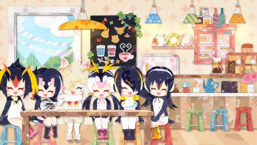 serval, common raccoon, fennec, emperor penguin, alpaca suri, and 4 more (kemono friends) drawn by kikuchi_milo