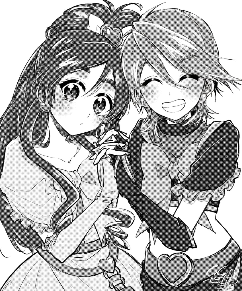 misumi nagisa, yukishiro honoka, cure black, and cure white (precure and 1 more) drawn by sasano-01