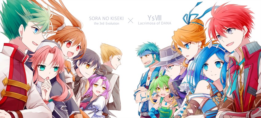 renne, estelle bright, adol christin, joshua bright, dana iclucia, and 7 more (eiyuu densetsu and 4 more) drawn by sano_(merrymerry)