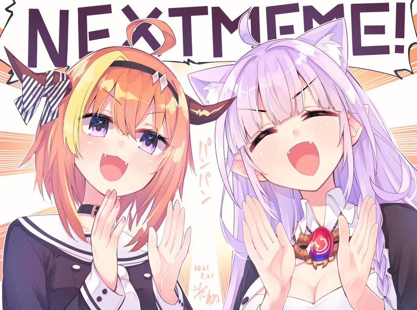nekomata okayu and kiryu coco (hololive) drawn by hikawa_shou
