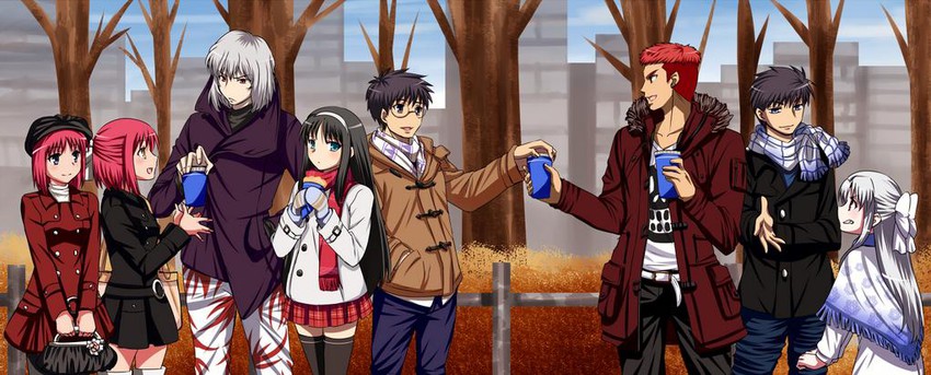 tohno akiha, kohaku, tohno shiki, hisui, white len, and 2 more (tsukihime and 1 more) drawn by urako