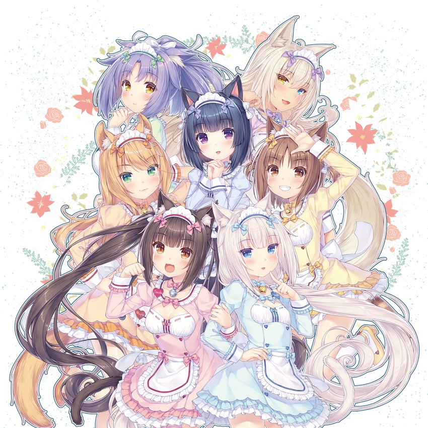 chocola, vanilla, coconut, cinnamon, azuki, and 2 more (nekopara) drawn by sayori_(neko_works)