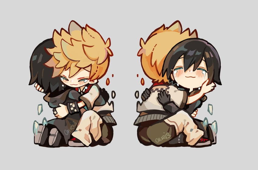 roxas and xion (kingdom hearts and 1 more) drawn by momoppi