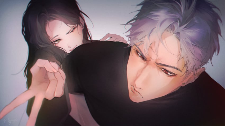 protagonist and sylus (love and deepspace) drawn by ng_ai0