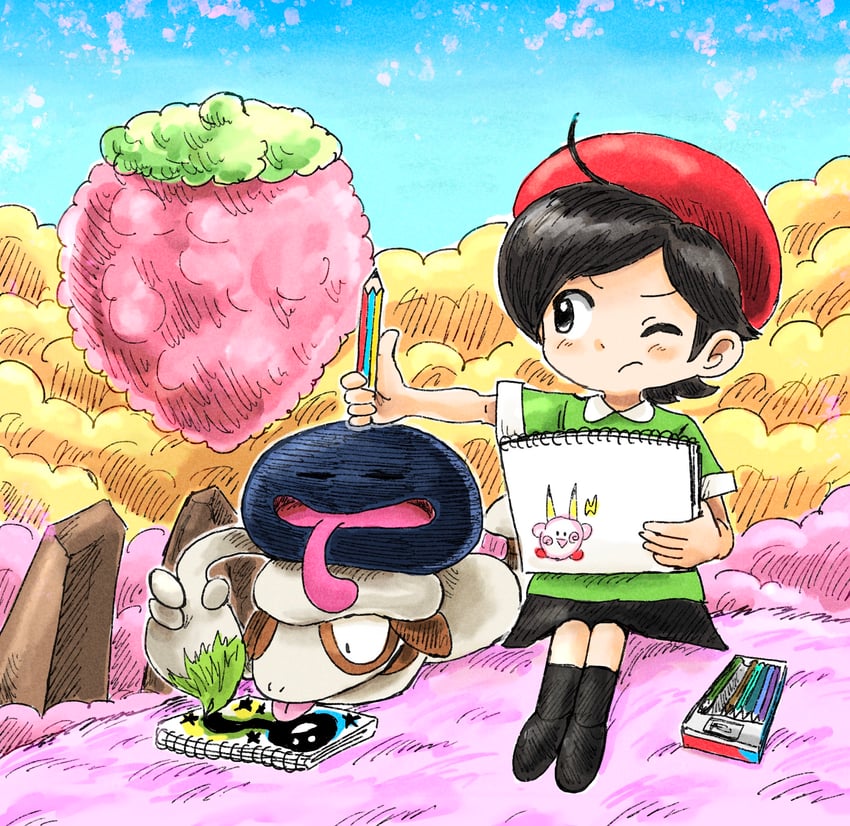 kirby, gooey, smeargle, and ado (pokemon and 2 more) drawn by kicdon