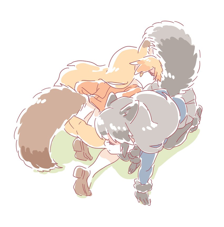 silver fox and ezo red fox (kemono friends) drawn by mitsumoto_jouji