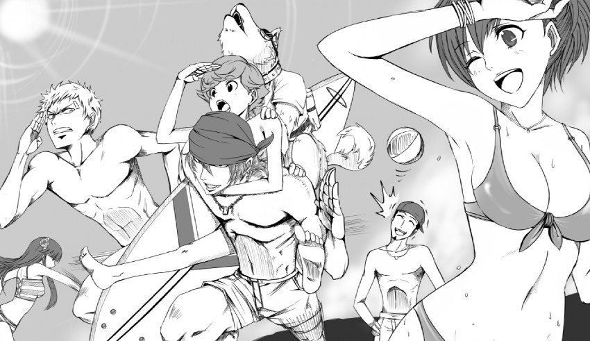 shiomi kotone, sanada akihiko, aragaki shinjirou, iori junpei, amada ken, and 2 more (persona and 2 more) drawn by suta_furachina