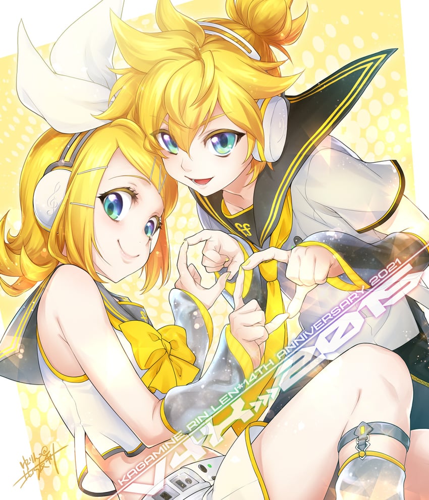 kagamine rin and kagamine len (vocaloid) drawn by kitano_tomotoshi