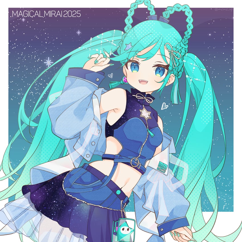 hatsune miku and magical mirai miku (vocaloid and 1 more) drawn by saekiya_sabou