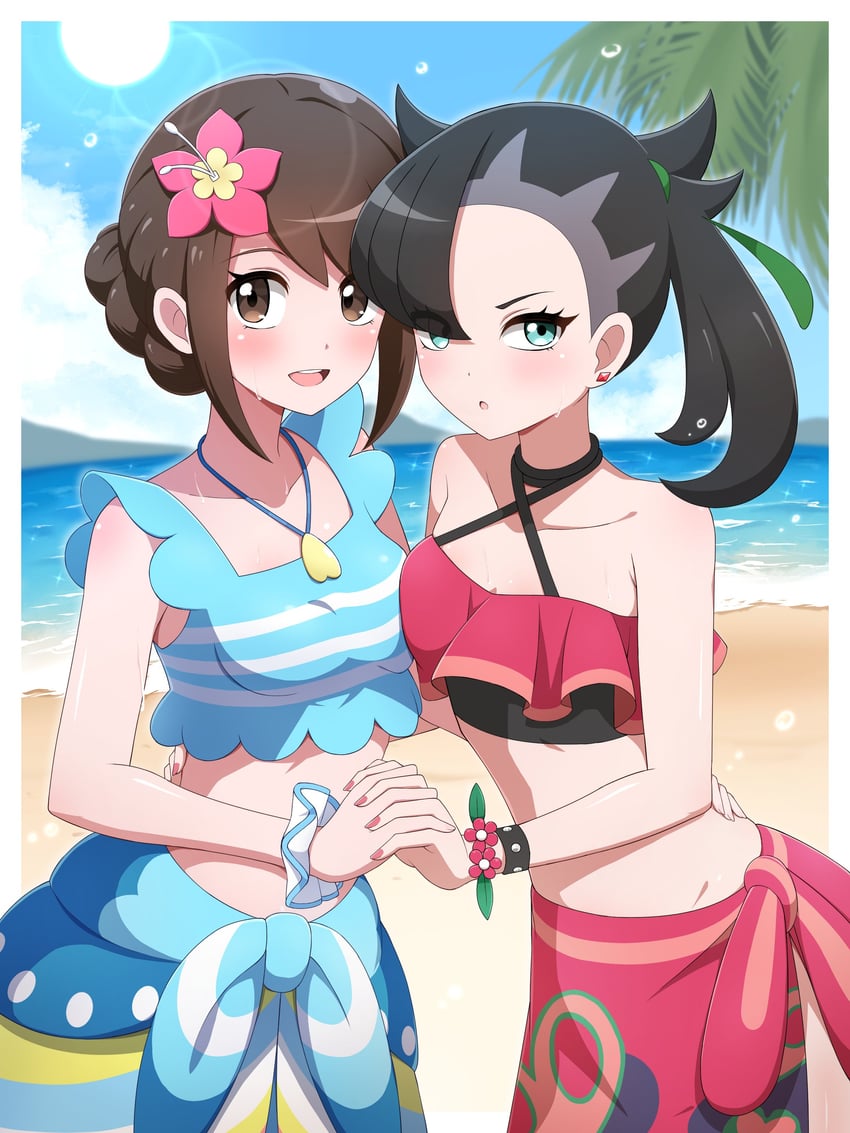 marnie and gloria (pokemon and 1 more) drawn by shabana_may