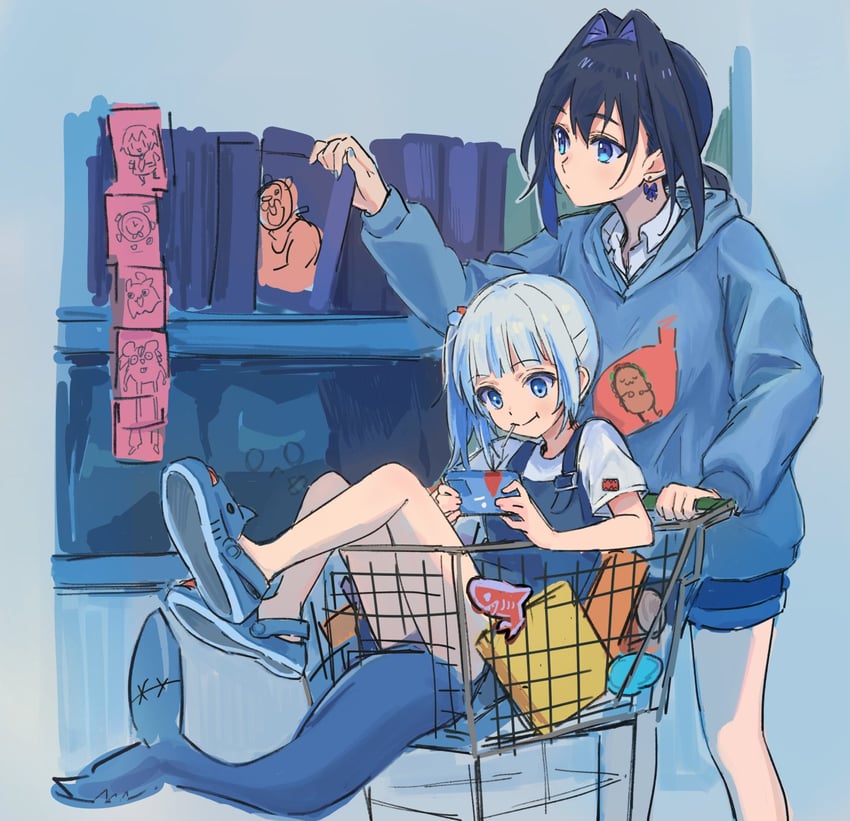 gawr gura and ouro kronii (hololive and 1 more) drawn by kisuu_(oddnumberr_)