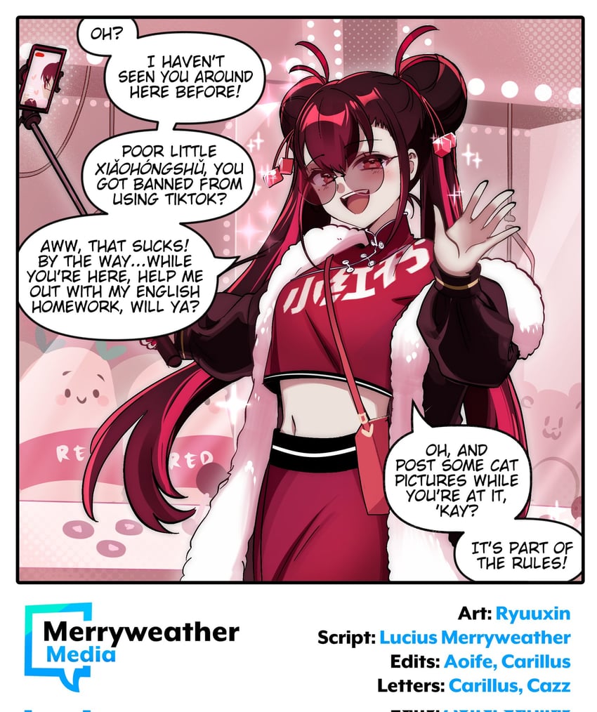 xiaohongshu-chan (original and 1 more) drawn by merryweather and ryuuxin