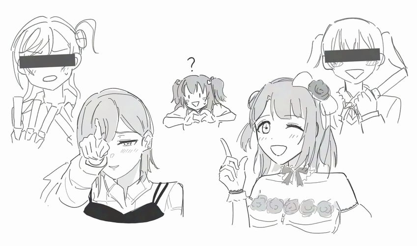 uehara ayumu, kurosawa ruby, takasaki yu, wakana shiki, and yoneme mei (love live! and 3 more) drawn by cheongseo