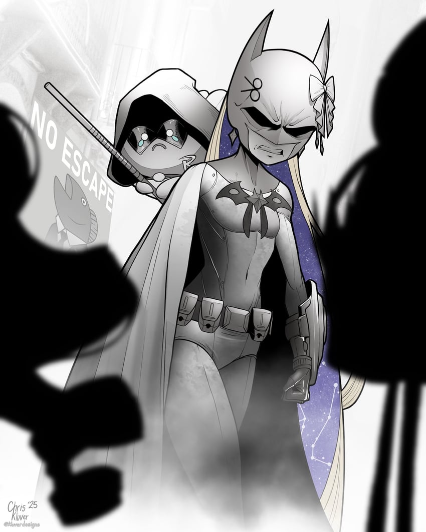 batman, robin, amanogawa shiina, h2osakana, and sad bee (dc comics and 3 more) drawn by kluverdesigns