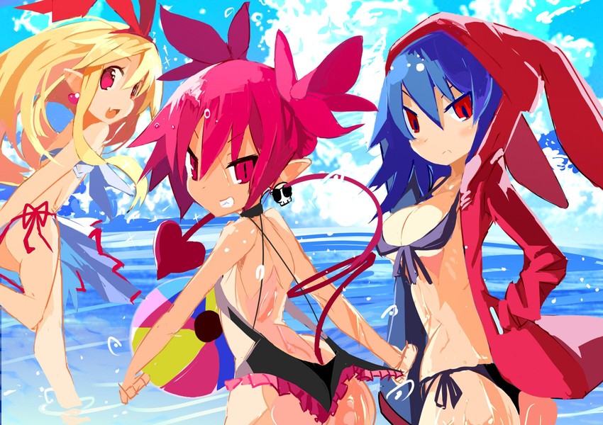 etna, flonne, laharl, and laharl-chan (disgaea and 2 more) drawn by miyakawa106