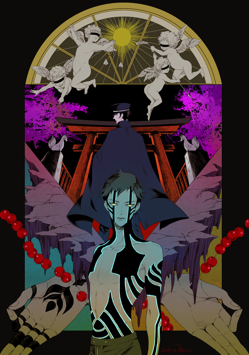 demi-fiend and kuzunoha raidou (shin megami tensei and 2 more) drawn by memessa