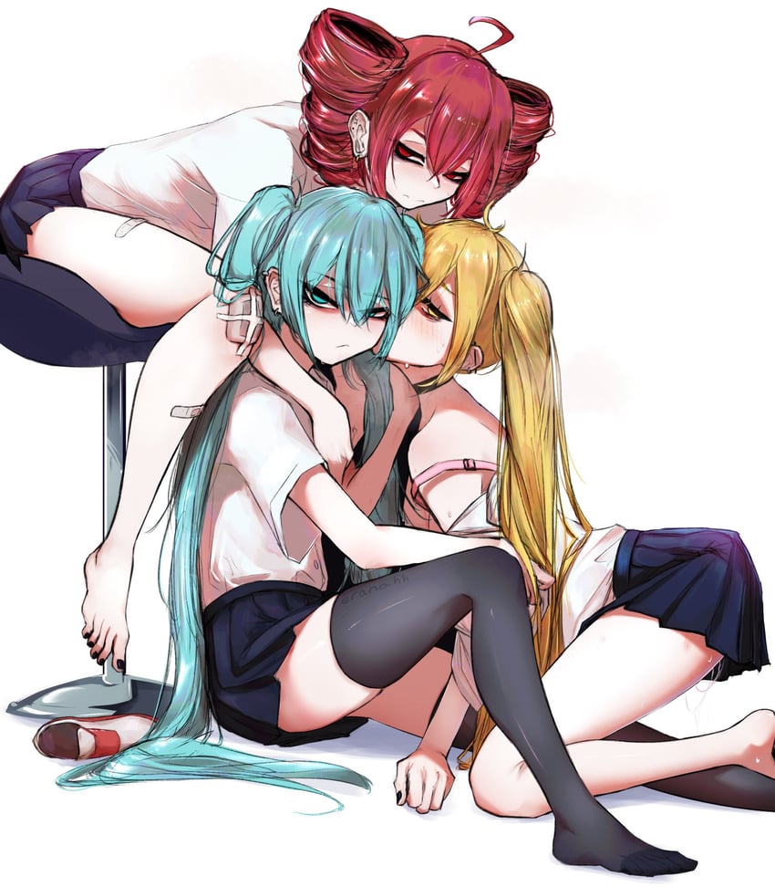 hatsune miku, kasane teto, and akita neru (vocaloid and 2 more) drawn by eranahh