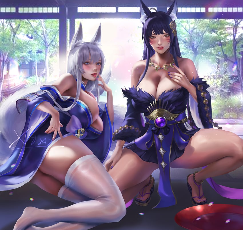 shinano and musashi (azur lane) drawn by xixi_(xixihenlan_ing)