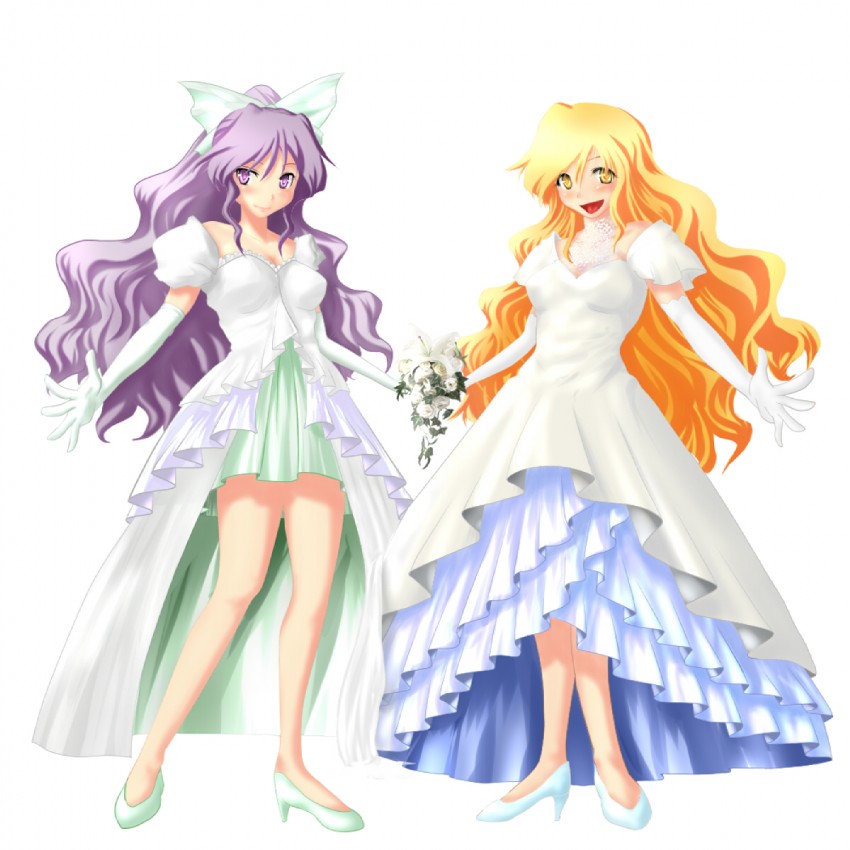 watatsuki no yorihime and watatsuki no toyohime (touhou) drawn by tsuki_hana
