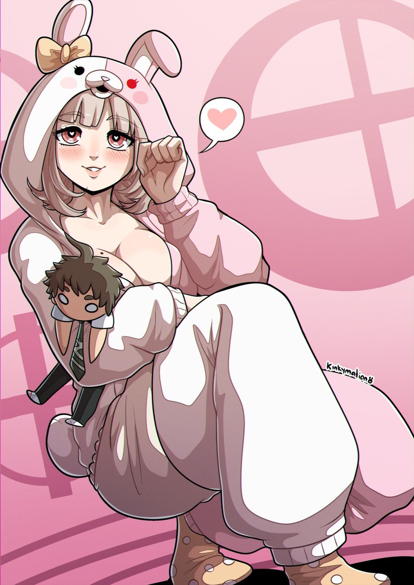 nanami chiaki, hinata hajime, and monomi (danganronpa and 1 more) drawn by kinkymation