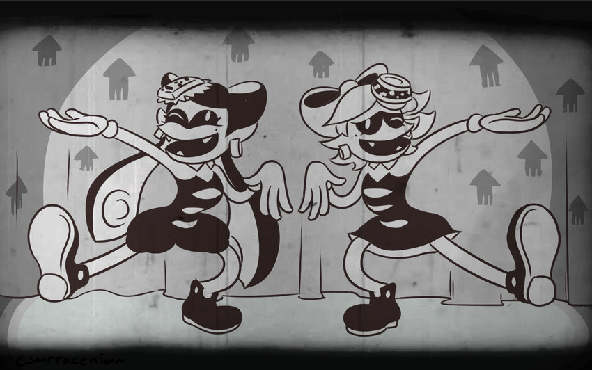 callie and marie (splatoon and 1 more) drawn by sarracenian