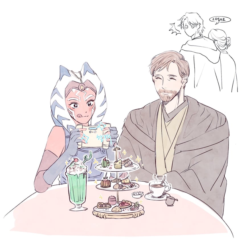 ahsoka tano, obi-wan kenobi, and anakin skywalker (star wars) drawn by x_violet