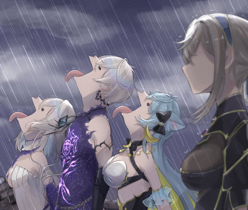 eleanor, jin, saya, and ixia (shironeko project) drawn by narusepone