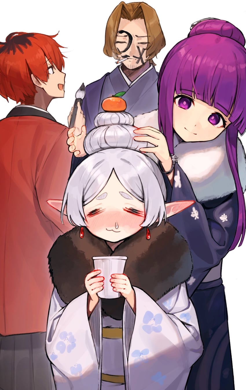 frieren, fern, stark, and sein (sousou no frieren) drawn by pyytato